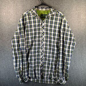 Stone Rose Shirt Mens 6 Plaid Yellow Blue‎ Long Sleeve Button Down Flower Logo